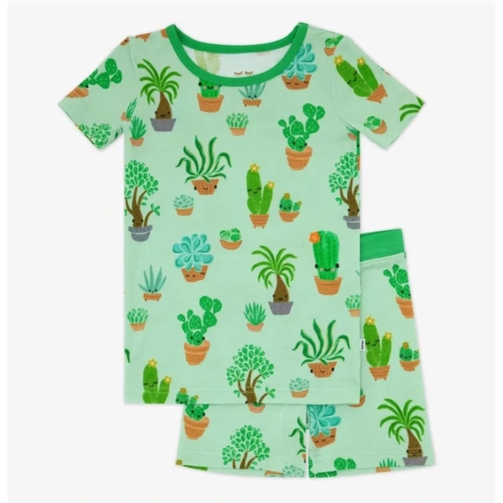 Little Sleepies Kids 9/10 Succulent Love Bamboo Viscose Short Sleeve Pajama Set